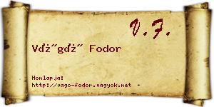 Vágó Fodor névjegykártya